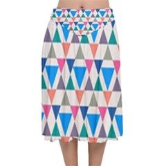 Multicolor Triangle Velvet Flared Midi Skirt by tmsartbazaar