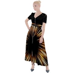 Color Gold Yellow Button Up Short Sleeve Maxi Dress