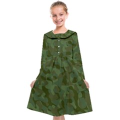 Green Army Camouflage Pattern Kids  Midi Sailor Dress by SpinnyChairDesigns