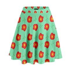 Flower Pattern Ornament High Waist Skirt