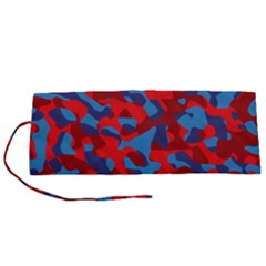 Red And Blue Camouflage Pattern Roll Up Canvas Pencil Holder (s) by SpinnyChairDesigns