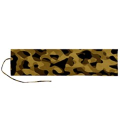 Black Yellow Brown Camouflage Pattern Roll Up Canvas Pencil Holder (l) by SpinnyChairDesigns