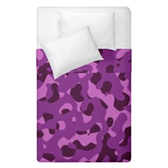 Dark Purple Camouflage Pattern Duvet Cover Double Side (single Size) by SpinnyChairDesigns