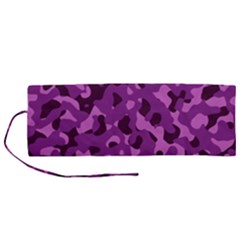 Dark Purple Camouflage Pattern Roll Up Canvas Pencil Holder (m) by SpinnyChairDesigns