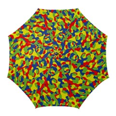 Colorful Rainbow Camouflage Pattern Golf Umbrellas by SpinnyChairDesigns