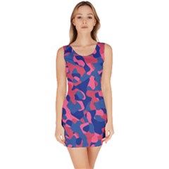 Blue And Pink Camouflage Pattern Bodycon Dress by SpinnyChairDesigns