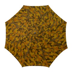 Brown And Orange Camouflage Golf Umbrellas by SpinnyChairDesigns