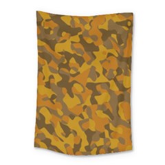 Brown And Orange Camouflage Small Tapestry by SpinnyChairDesigns