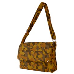 Brown And Orange Camouflage Full Print Messenger Bag (m) by SpinnyChairDesigns