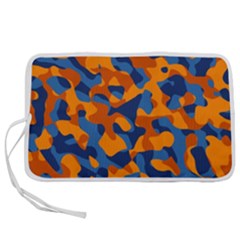 Blue And Orange Camouflage Pattern Pen Storage Case (l) by SpinnyChairDesigns