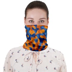 Blue And Orange Camouflage Pattern Face Covering Bandana (adult) by SpinnyChairDesigns