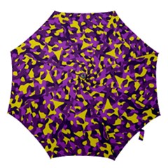 Purple And Yellow Camouflage Pattern Hook Handle Umbrellas (medium) by SpinnyChairDesigns