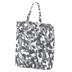 Grey And White Camouflage Pattern Giant Grocery Tote by SpinnyChairDesigns