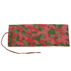 Pink And Green Camouflage Pattern Roll Up Canvas Pencil Holder (s) by SpinnyChairDesigns