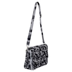 Grey And Black Camouflage Pattern Shoulder Bag With Back Zipper by SpinnyChairDesigns