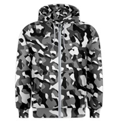 Black And White Camouflage Pattern Men s Zipper Hoodie by SpinnyChairDesigns