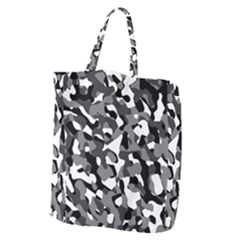 Black And White Camouflage Pattern Giant Grocery Tote by SpinnyChairDesigns