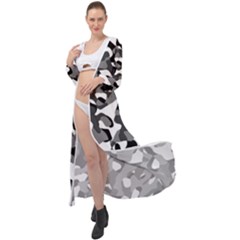 Black And White Camouflage Pattern Maxi Chiffon Beach Wrap by SpinnyChairDesigns