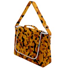 Orange And Black Camouflage Pattern Box Up Messenger Bag by SpinnyChairDesigns
