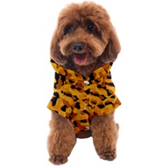 Orange And Black Camouflage Pattern Dog Coat by SpinnyChairDesigns