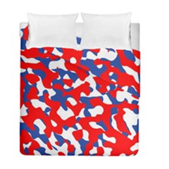 Red White Blue Camouflage Pattern Duvet Cover Double Side (full/ Double Size) by SpinnyChairDesigns