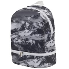 Black And White Andes Mountains Aerial View, Chile Zip Bottom Backpack by dflcprintsclothing