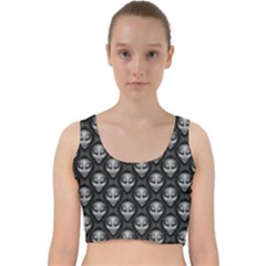 Grey Aliens Extraterrestrials Ufo Faces Velvet Racer Back Crop Top by SpinnyChairDesigns