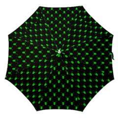 Neon Green Bug Insect Heads On Black Straight Umbrellas by SpinnyChairDesigns