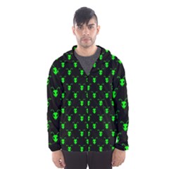 Neon Green Bug Insect Heads On Black Men s Hooded Windbreaker by SpinnyChairDesigns