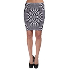 Black And White Line Art Pattern Stripes Bodycon Skirt by SpinnyChairDesigns