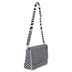 Black And White Line Art Pattern Stripes Shoulder Bag With Back Zipper by SpinnyChairDesigns