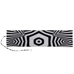 Black And White Line Art Stripes Pattern Roll Up Canvas Pencil Holder (l) by SpinnyChairDesigns