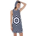 Black and White Line Art Stripes Pattern Racer Back Hoodie Dress View1