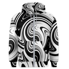 Black And White Swirl Spiral Swoosh Pattern Men s Zipper Hoodie by SpinnyChairDesigns