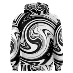 Black And White Swirl Spiral Swoosh Pattern Men s Overhead Hoodie by SpinnyChairDesigns