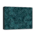 Dark Teal Butterfly Pattern Deluxe Canvas 16  x 12  (Stretched) 