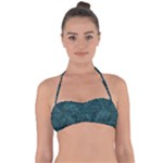 Dark Teal Butterfly Pattern Halter Bandeau Bikini Top