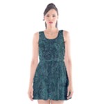 Dark Teal Butterfly Pattern Scoop Neck Skater Dress