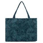 Dark Teal Butterfly Pattern Zipper Medium Tote Bag