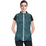 Dark Teal Butterfly Pattern Women s Puffer Vest