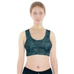 Dark Teal Butterfly Pattern Sports Bra With Pocket