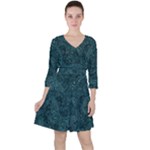 Dark Teal Butterfly Pattern Ruffle Dress