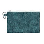 Dark Teal Butterfly Pattern Canvas Cosmetic Bag (Large)