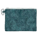 Dark Teal Butterfly Pattern Canvas Cosmetic Bag (XL)