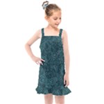 Dark Teal Butterfly Pattern Kids  Overall Dress