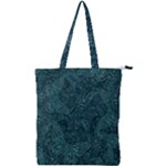 Dark Teal Butterfly Pattern Double Zip Up Tote Bag