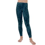 Dark Teal Butterfly Pattern Kids  Lightweight Velour Leggings