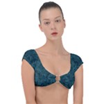 Dark Teal Butterfly Pattern Cap Sleeve Ring Bikini Top