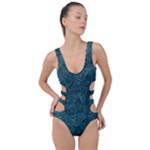 Dark Teal Butterfly Pattern Side Cut Out Swimsuit