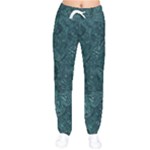 Dark Teal Butterfly Pattern Women velvet Drawstring Pants